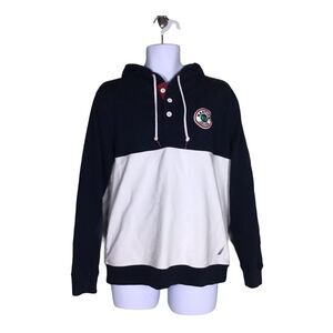 Nautica Men's Vintage logo Hoodie Sz. Lrg Blue & White Y2k Nautical Streetwear